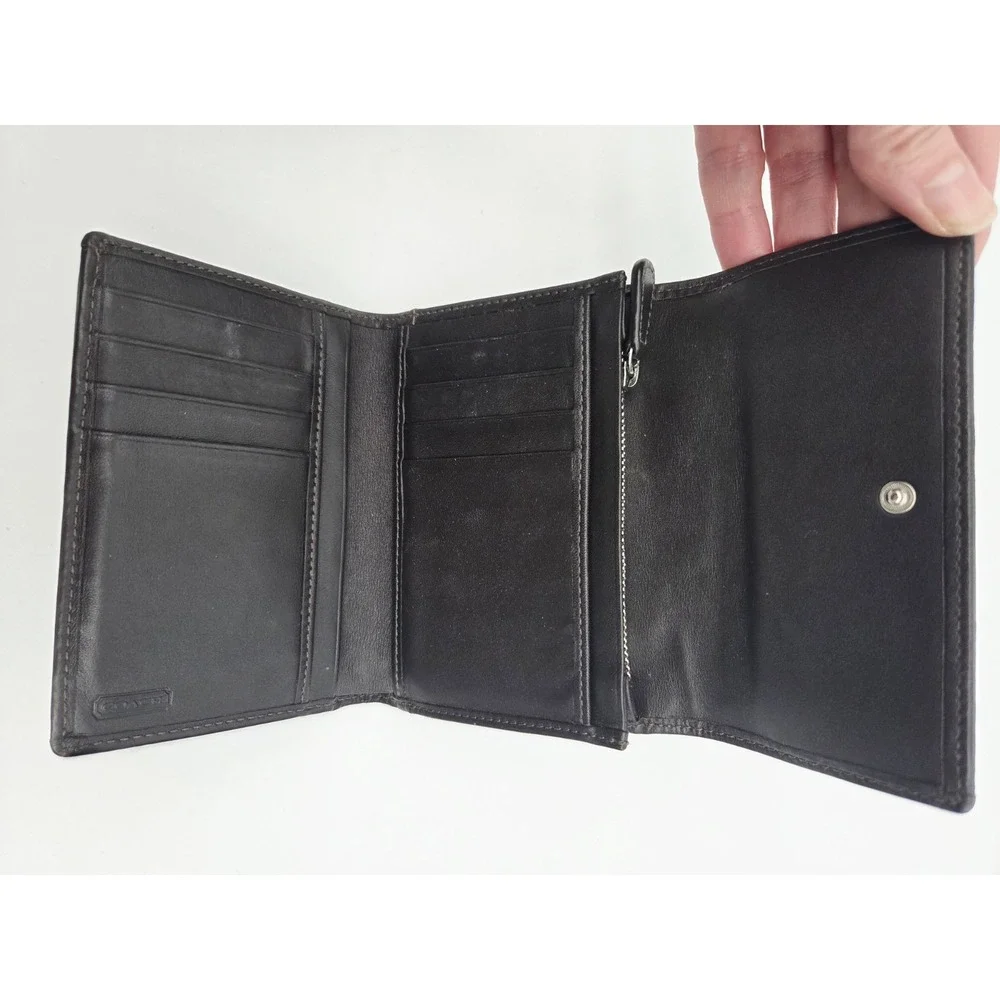Coach Wallet Signature Navy Dark Brown Bifold 5.5x4 Medium Wallet/Card Holder